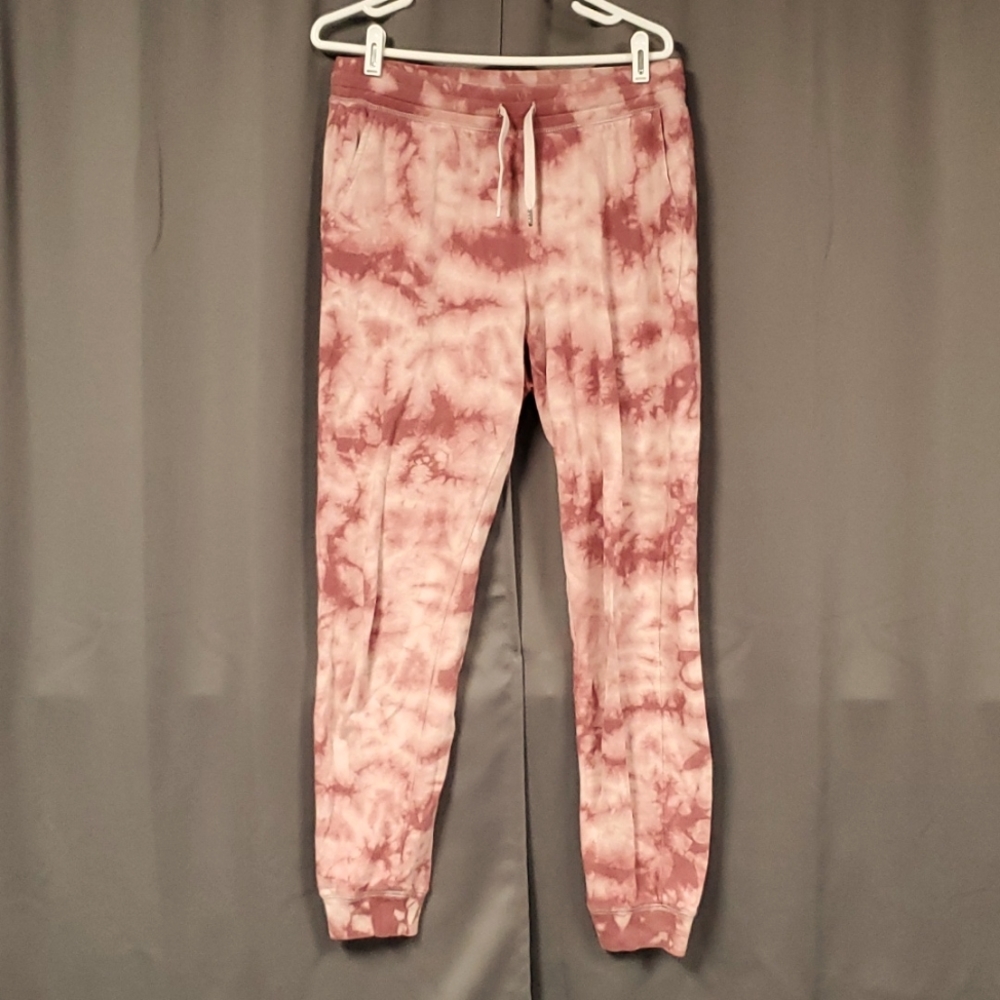 OLD NAVY MEDIUM TALL PINK RED TYE DYED VINTAGE HIGH RISE JOGGERS